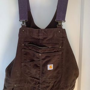 Carhartt Women's Quilted Brown/Purple Overalls Size 12/14 Short
